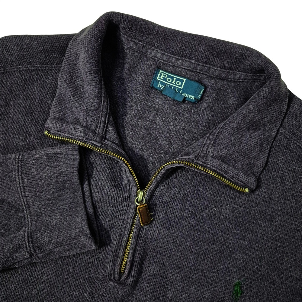 Polo Ralph Lauren‎ Quarter Zip Mens Large Purple Cotton Pullover Preppy Heritage